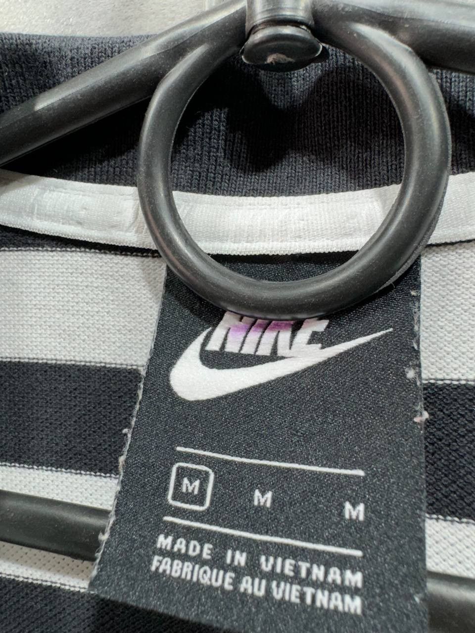 Vintage Nike Sportswear Men's Polo Shirt Striped White Black Size US M / EU 48-50 / 2 - 8 Thumbnail