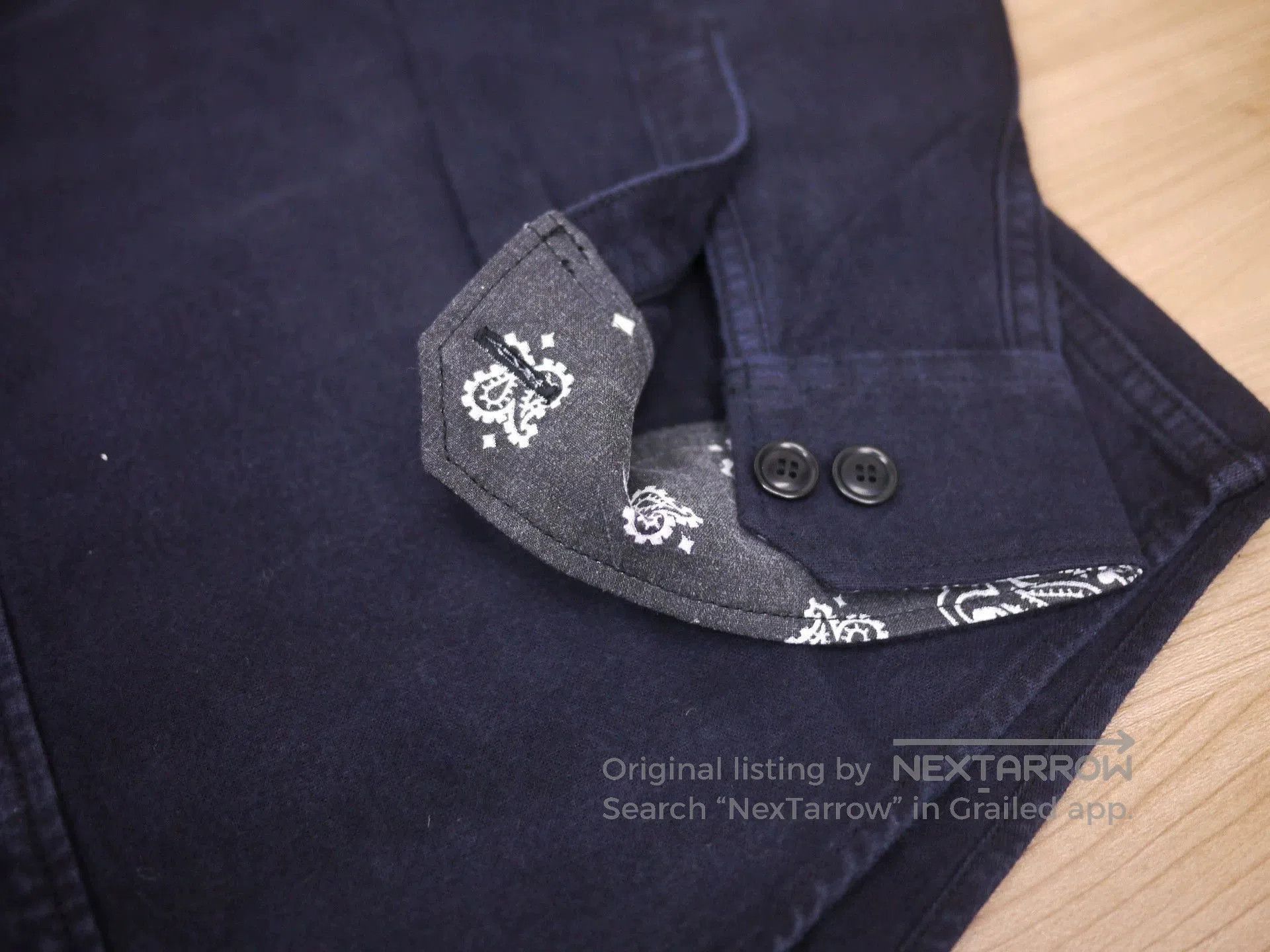 Visvim Black Long Sleeve Button-Up Shirt with Bandana Cuffs. Size US M / EU 48-50 / 2 - 4 Thumbnail