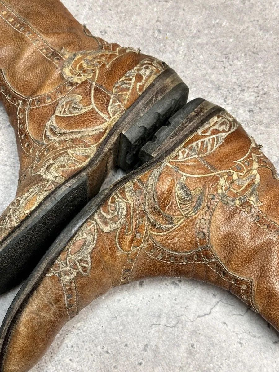 14th Addiction Western Archive Brown Leather Military Boots Vintage AS 98 Size US 7 / EU 40 - 10 Thumbnail