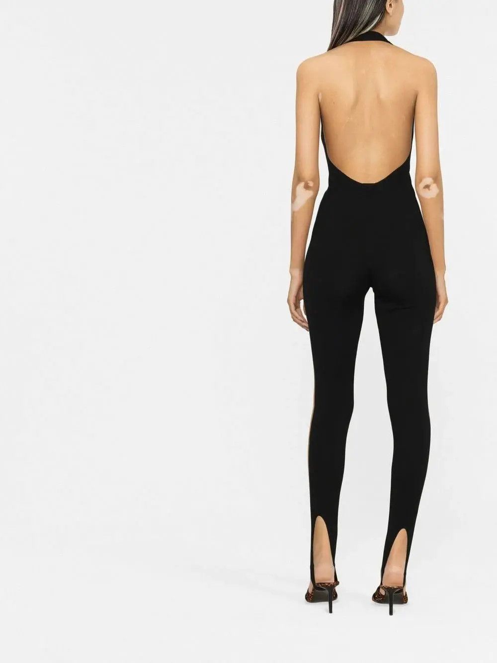 Saint Laurent Paris o1s1wg111024 Halterneck Catsuit in Wool in Black Size 26" / US 2 / IT 38 - 2 Thumbnail