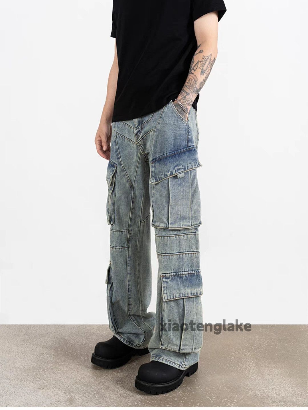 Jean Utility washed faded loose baggy skate hiphop cargo jeans Size US 32 / EU 48 - 5 Thumbnail