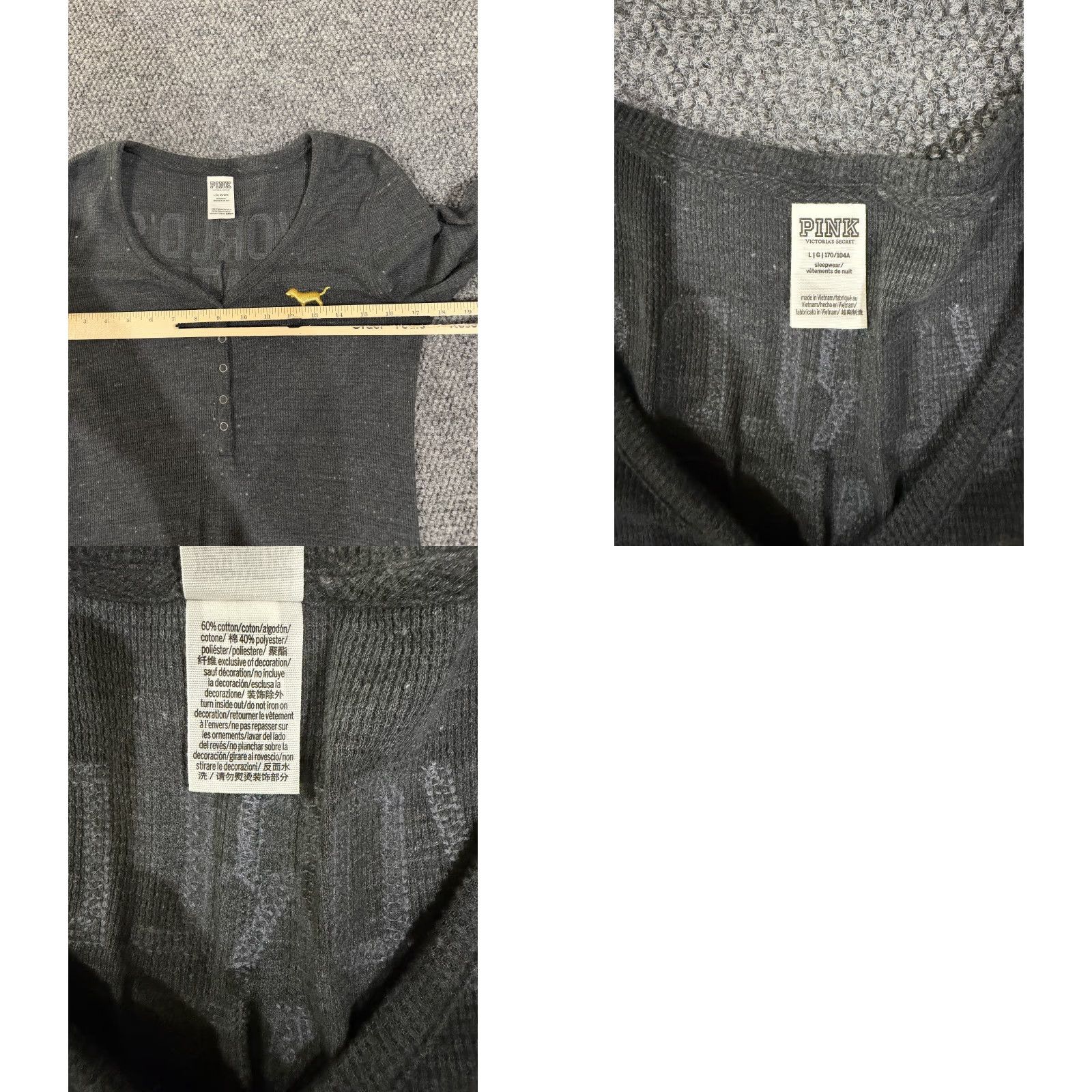Victoria's Secret Victoria's Secret Pajama Top Shirt Women's L Gray Knit Cami Logo Embellished Sleepwear Modern Lightweight, Machine Washable Size ONE SIZE - 8 Thumbnail