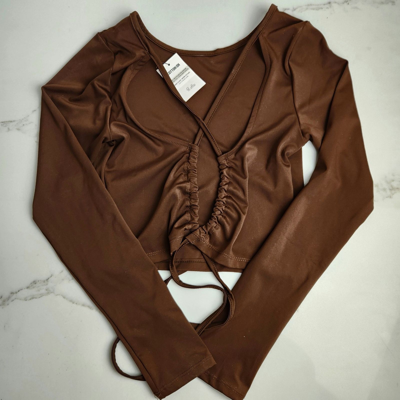 Cotton On Cotton On Tobi Tie Back Top Chocolate Brown L NWT Size L / US 10 / IT 46 - 5 Thumbnail