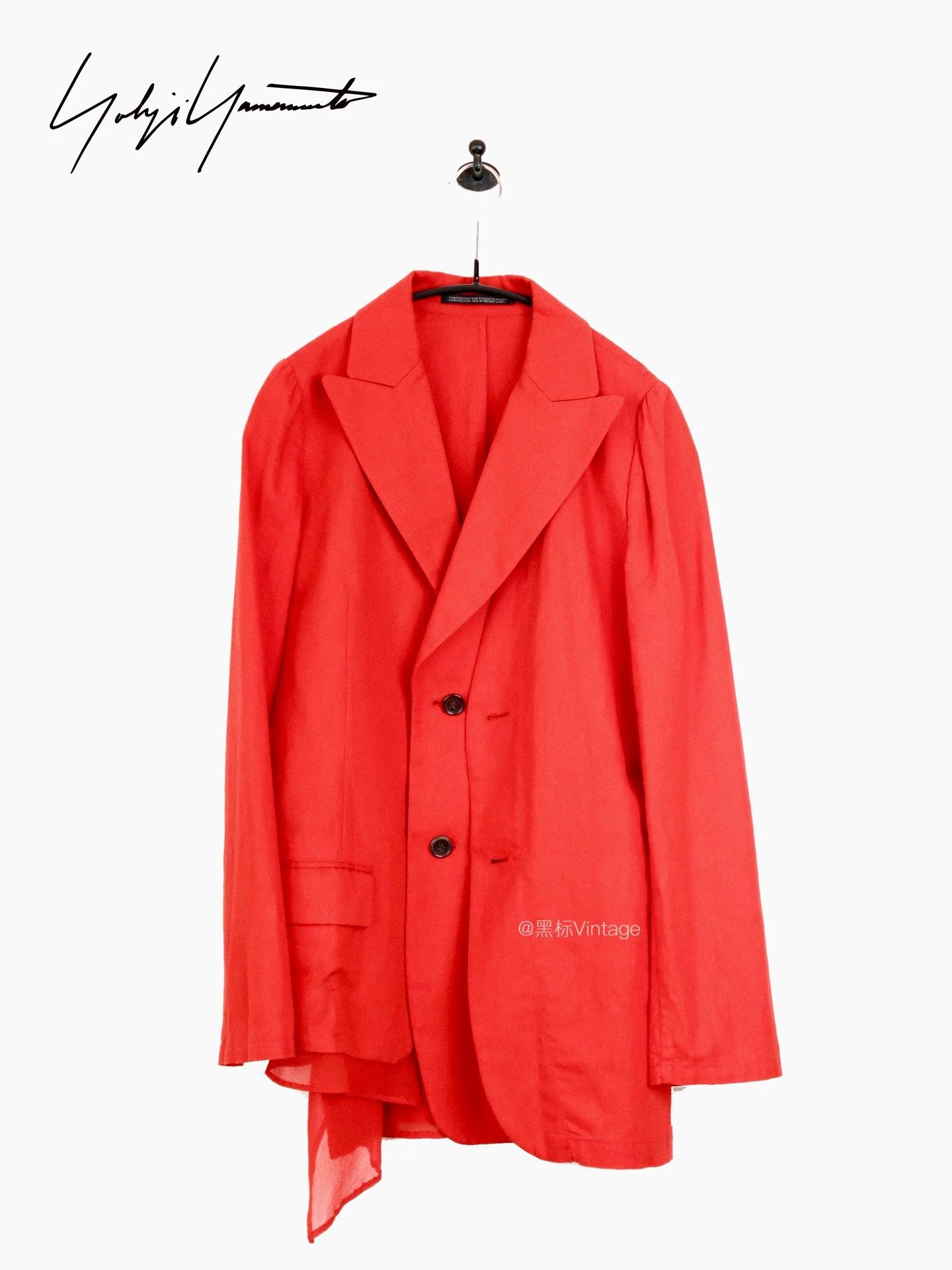 Yohji Yamamoto Yohji Yamamoto 08SS Vintage Silk-Panel Red DB Jacket Women's Size S / US 4 / IT 40 - 1 Thumbnail