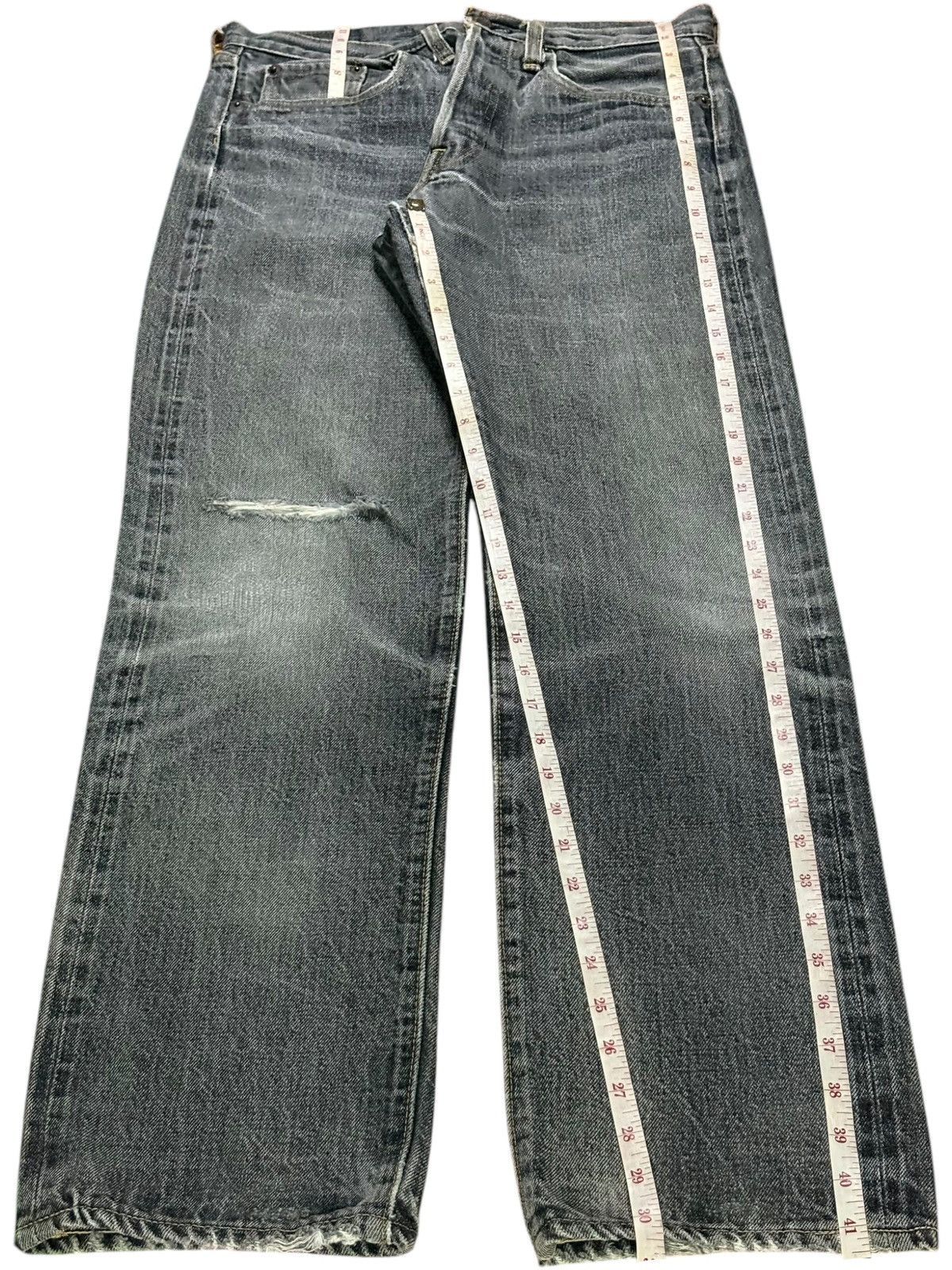Denime Vintage Japan Denime Selvedge Faded Wash Distressed Jeans Size US 30 / EU 46 - 13 Thumbnail