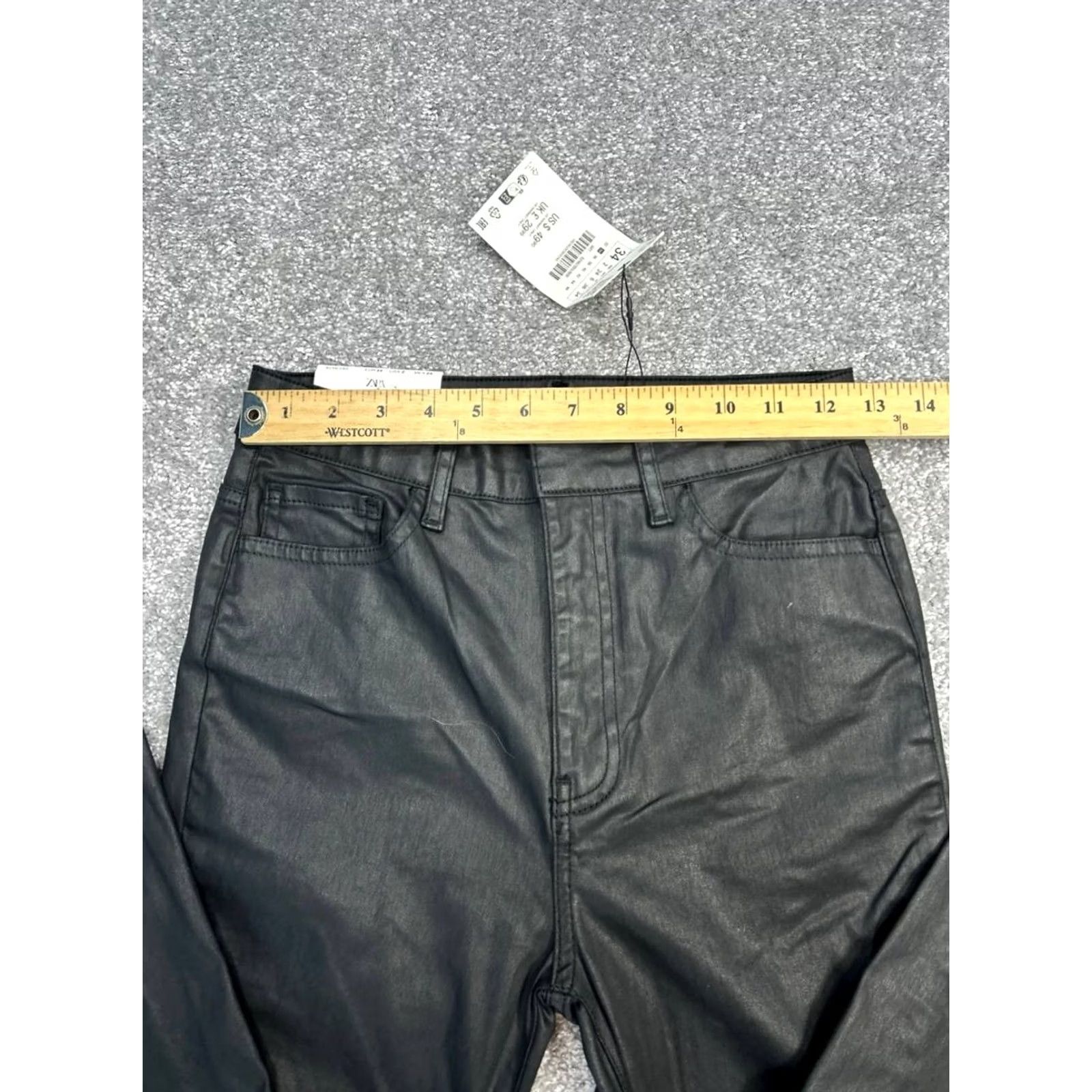 Zara Zara Coat Womens 2 Black The Coated Slim Jeans Cotton Stretch High Rise Skinny 25x30 Size 26" / US 2 / IT 38 - 3 Thumbnail