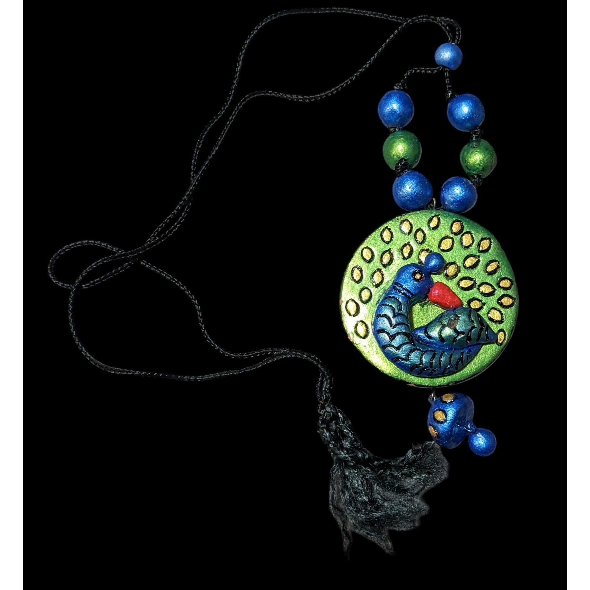 Other Vintage Terra Cotta Medallion Metallic Peacock Pendant Neckl Size ONE SIZE - 1 Thumbnail
