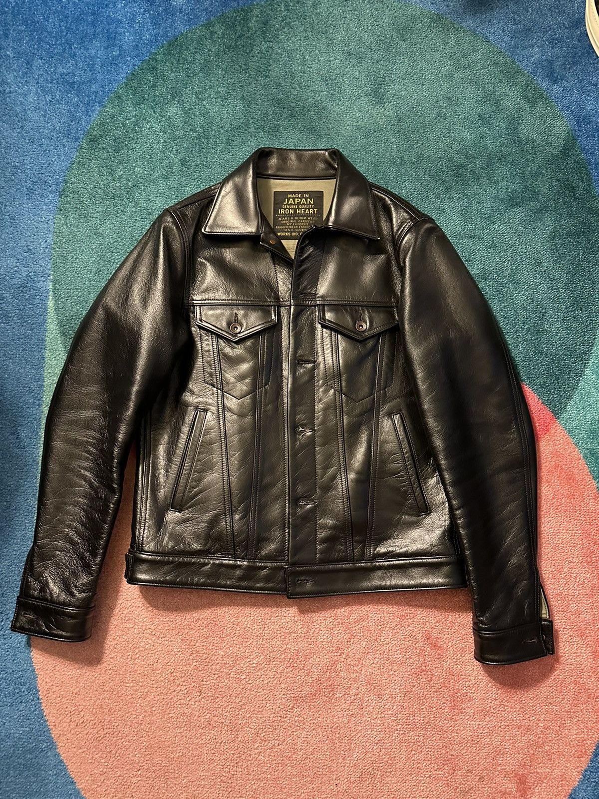 image of Iron Heart Leather Horsehide Modified Type 3 Jacket in Black, Men's (Size Medium)
