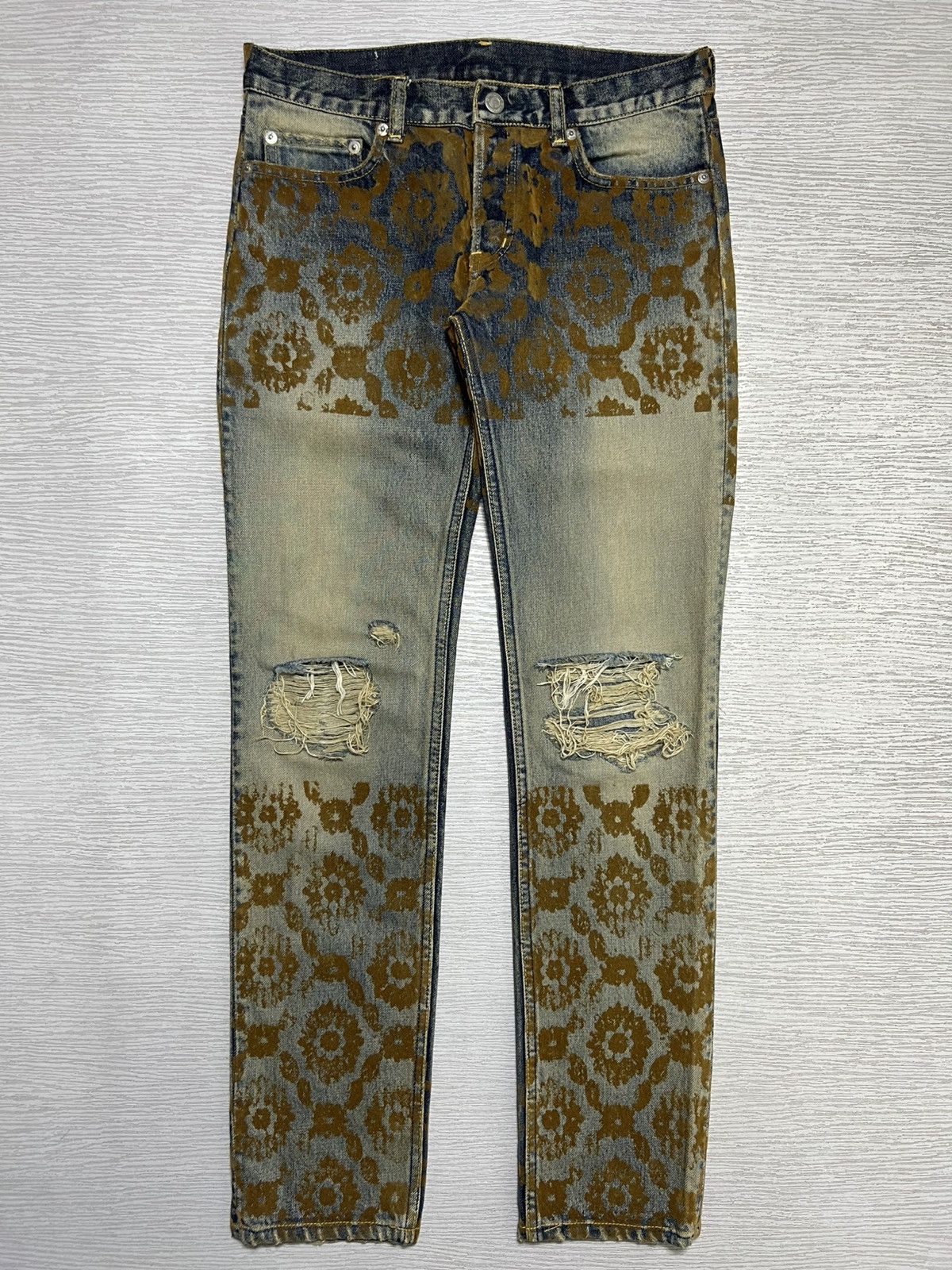 Undercover - A/W ‘10 - Floral Velvet Distressed Denim Jeans