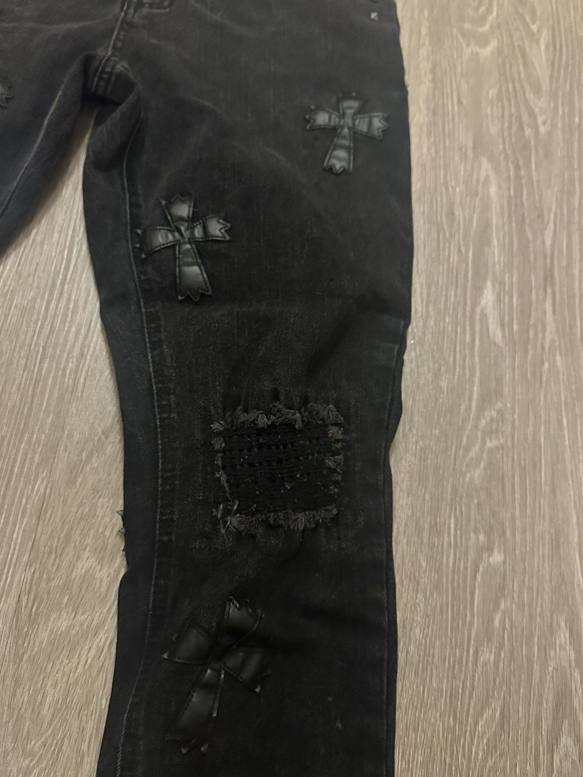 Other Brand X Skull Patch Distressed Cross Jeans Size US 32 / EU 48 - 3 Thumbnail