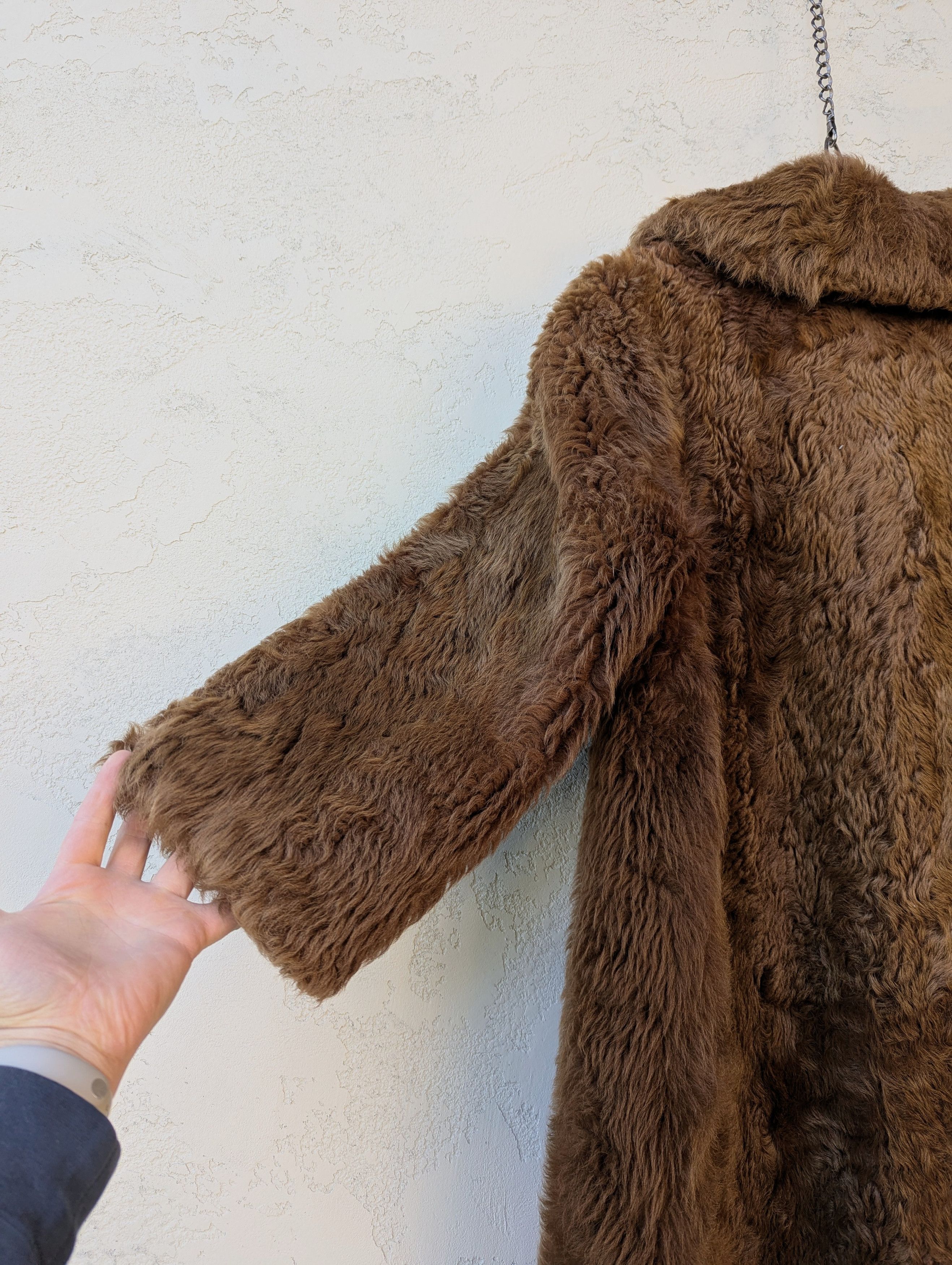 Vintage Women’s Long Brown Real Fur Coat L/XL