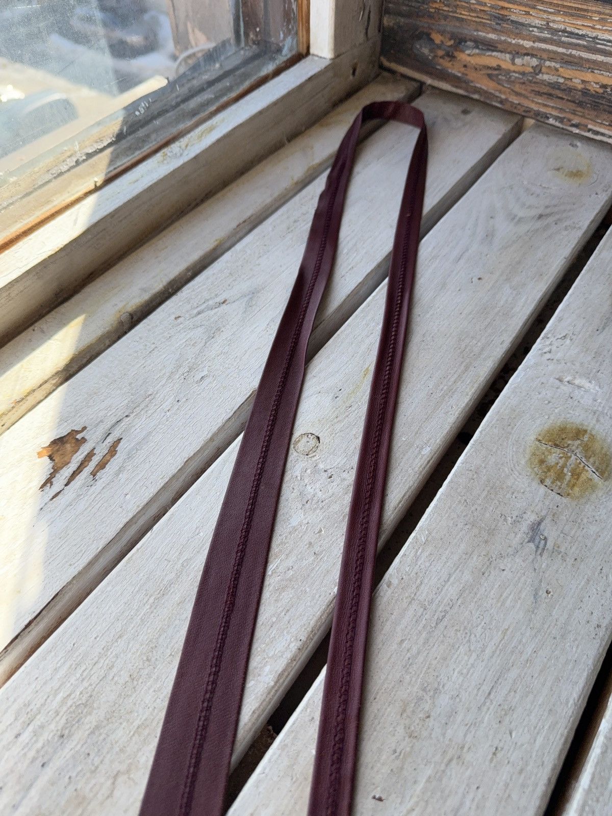 Genuine Leather Retro Vintage Burgundy Leather Tie 90s Western Biker Style Size ONE SIZE - 8 Thumbnail
