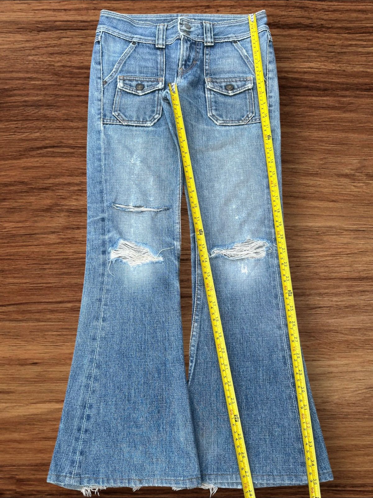 Japanese Brand Vintage Japanese Brand Bell Bottom Distressed Flare Jeans Size 28" / US 6 / IT 42 - 10 Thumbnail