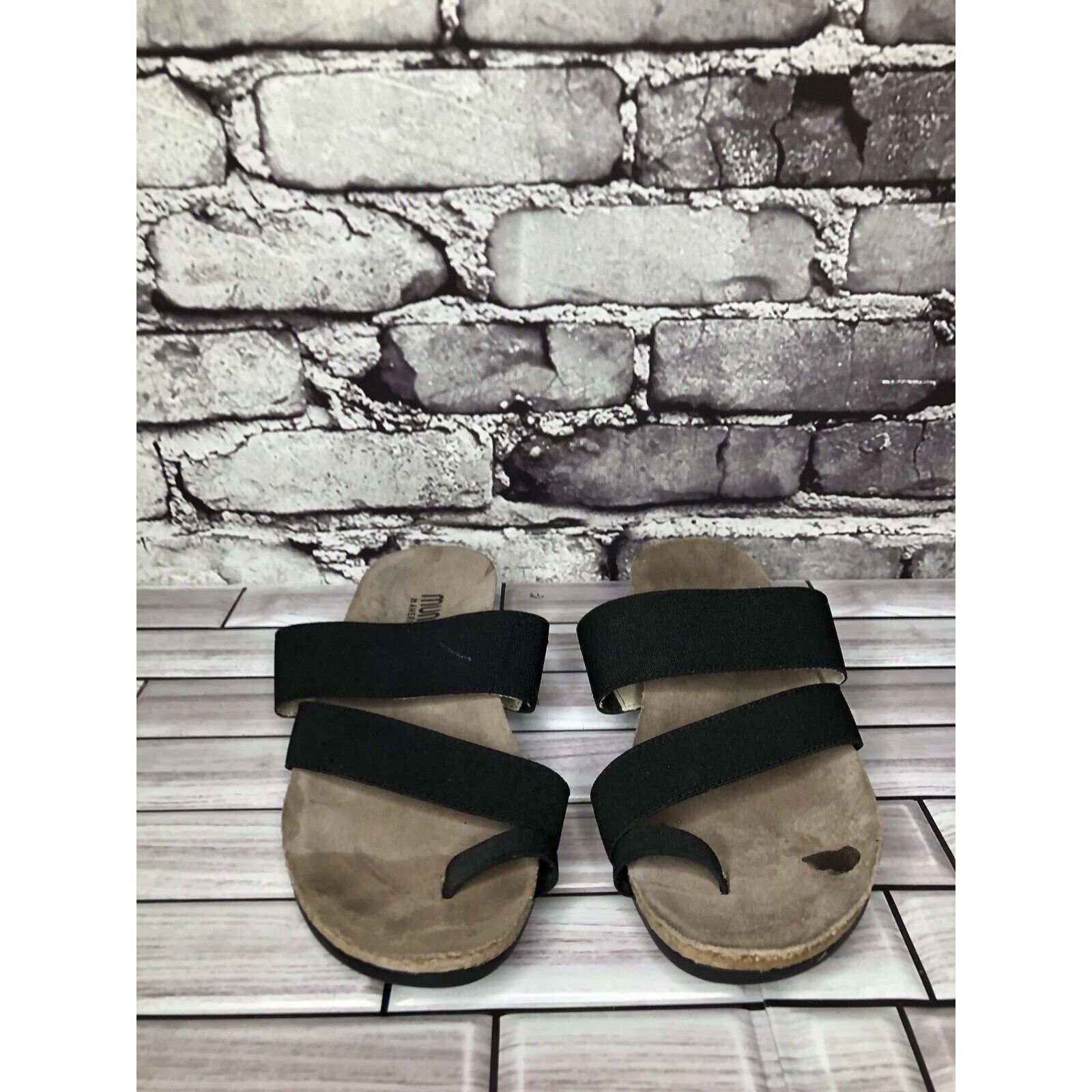 Other Munro American Black Textile Toe Slides Cork Wedge Sandals W Size US 6 / IT 36 - 2 Thumbnail