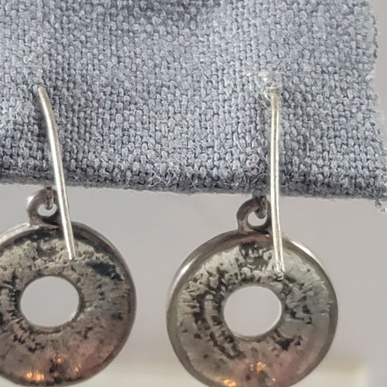 Other Round 1/2" Silver Detailed Work With Stones Dangle Earrings Size ONE SIZE - 3 Thumbnail