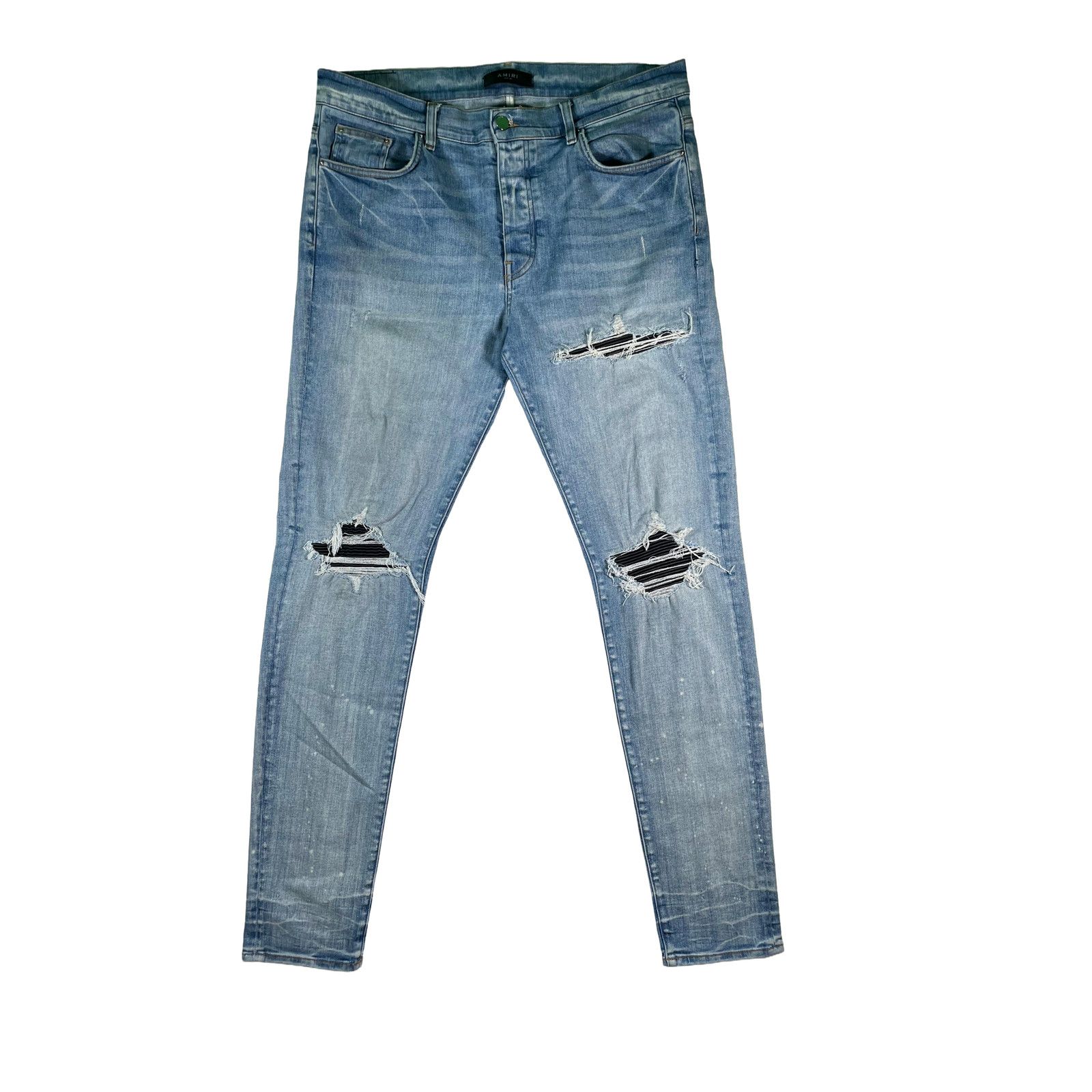 Amiri Amiri Mx1 Black Patch Light Wash Jeans Size US 38 / EU 54 - 1 Thumbnail