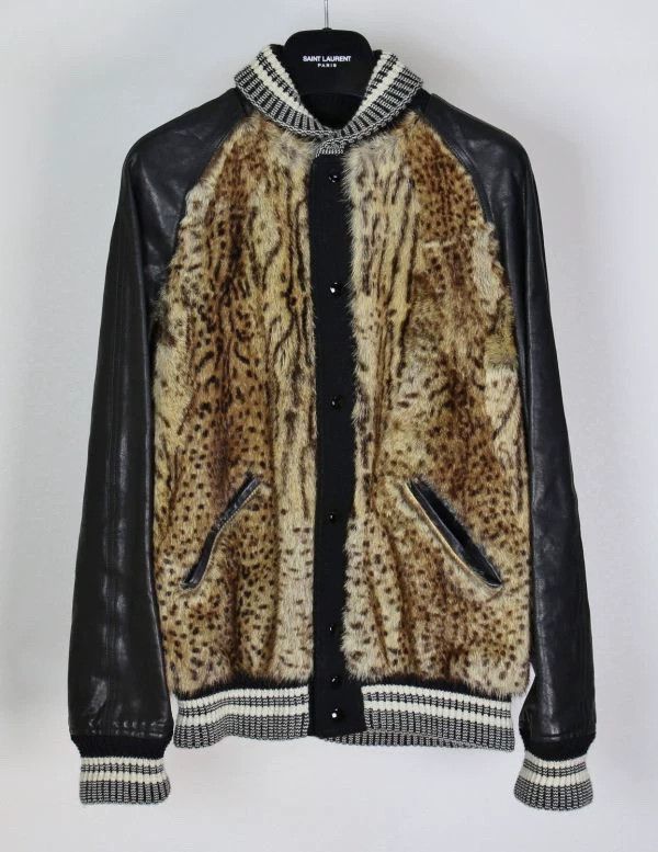 Saint Laurent Paris Saint Laurent Paris Cowhide and wool baseball jacket Size US S / EU 44-46 / 1 - 1 Thumbnail