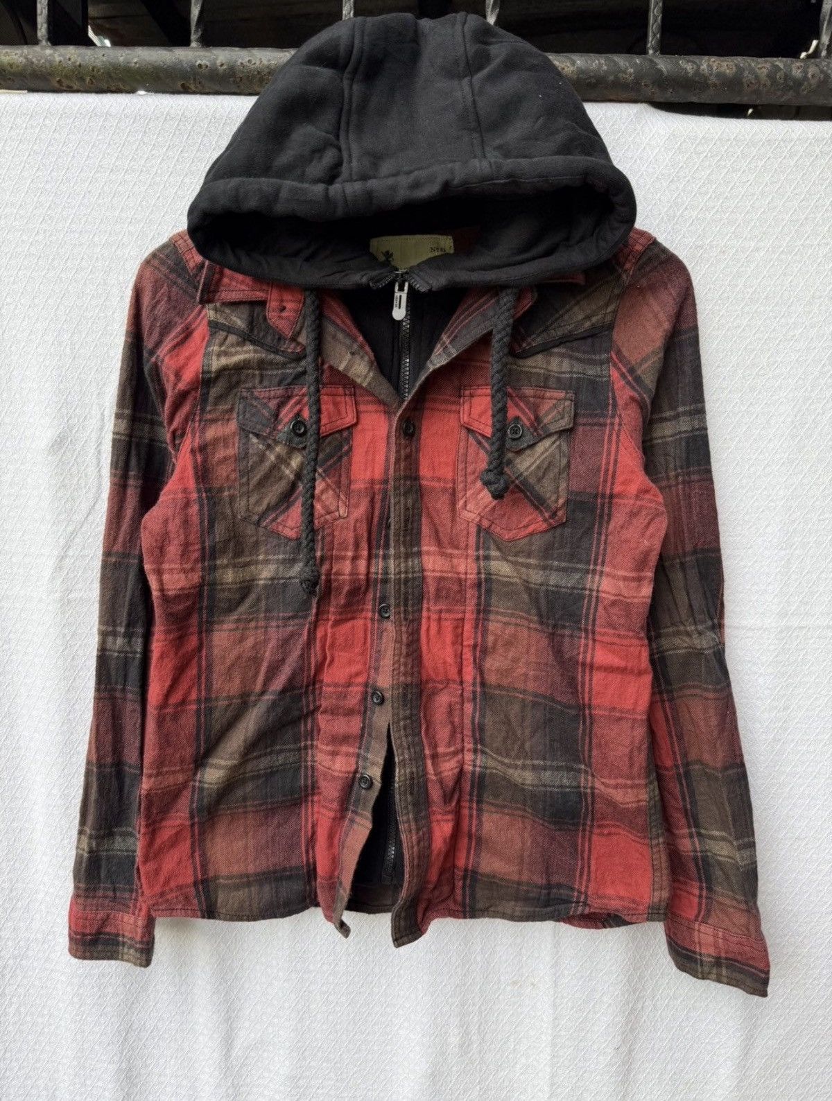 Hysteric Glamour Vintage Double Layer Hoodie Zip Button Shirt Size US M / EU 48-50 / 2 - 1 Thumbnail