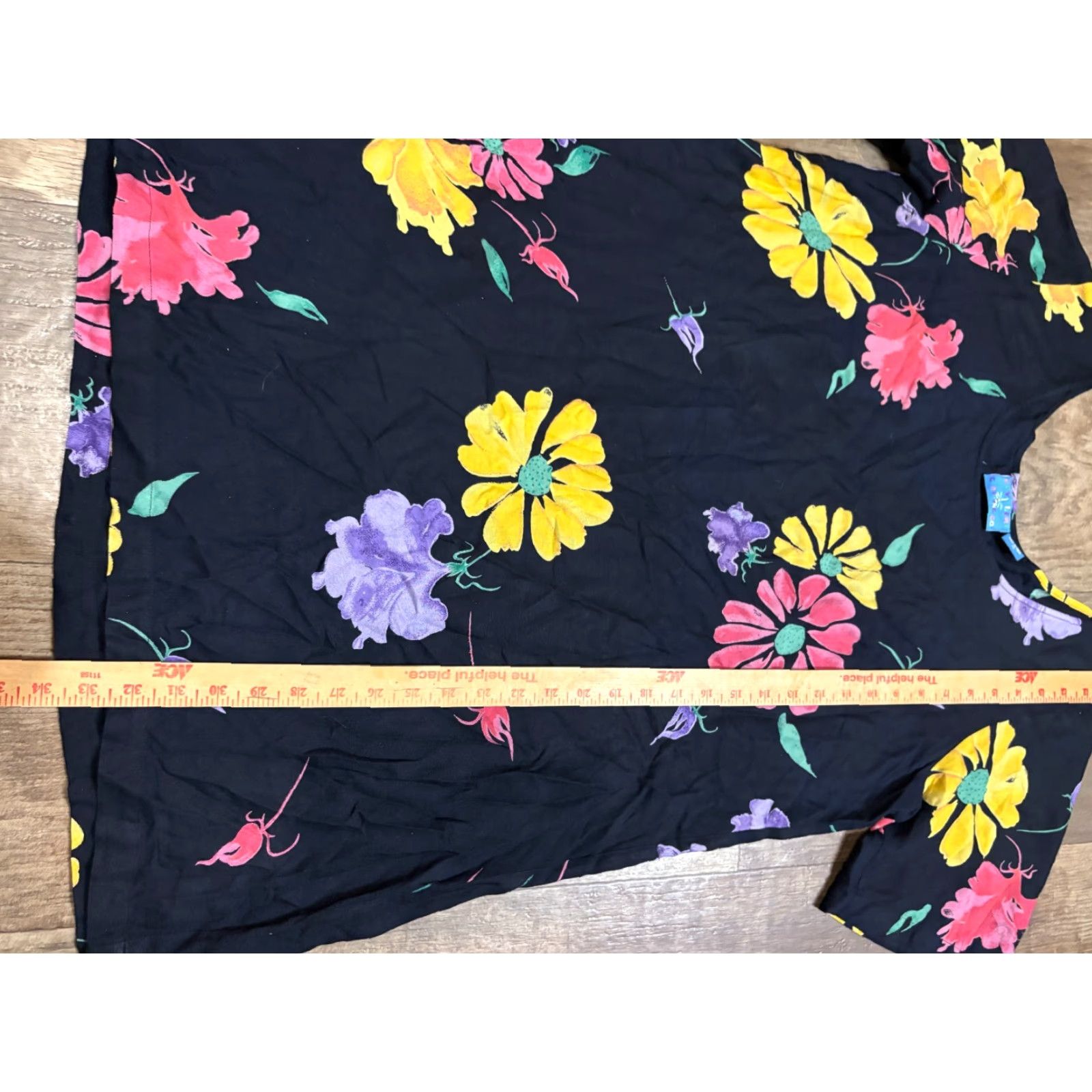 Vintage Key Lime Clothing Co Womens Medium M Floral Black Rayon Short Sleeve Shirt Size M / US 6-8 / IT 42-44 - 2 Thumbnail