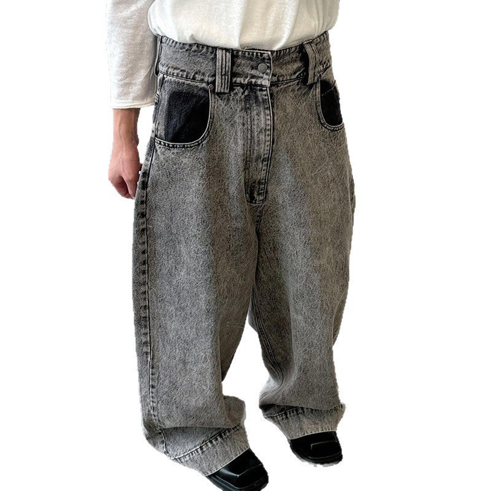 Vintage Gray Wide Leg Denim Jeans, Baggy High Waist Jeans Size US 32 / EU 48 - 6 Thumbnail