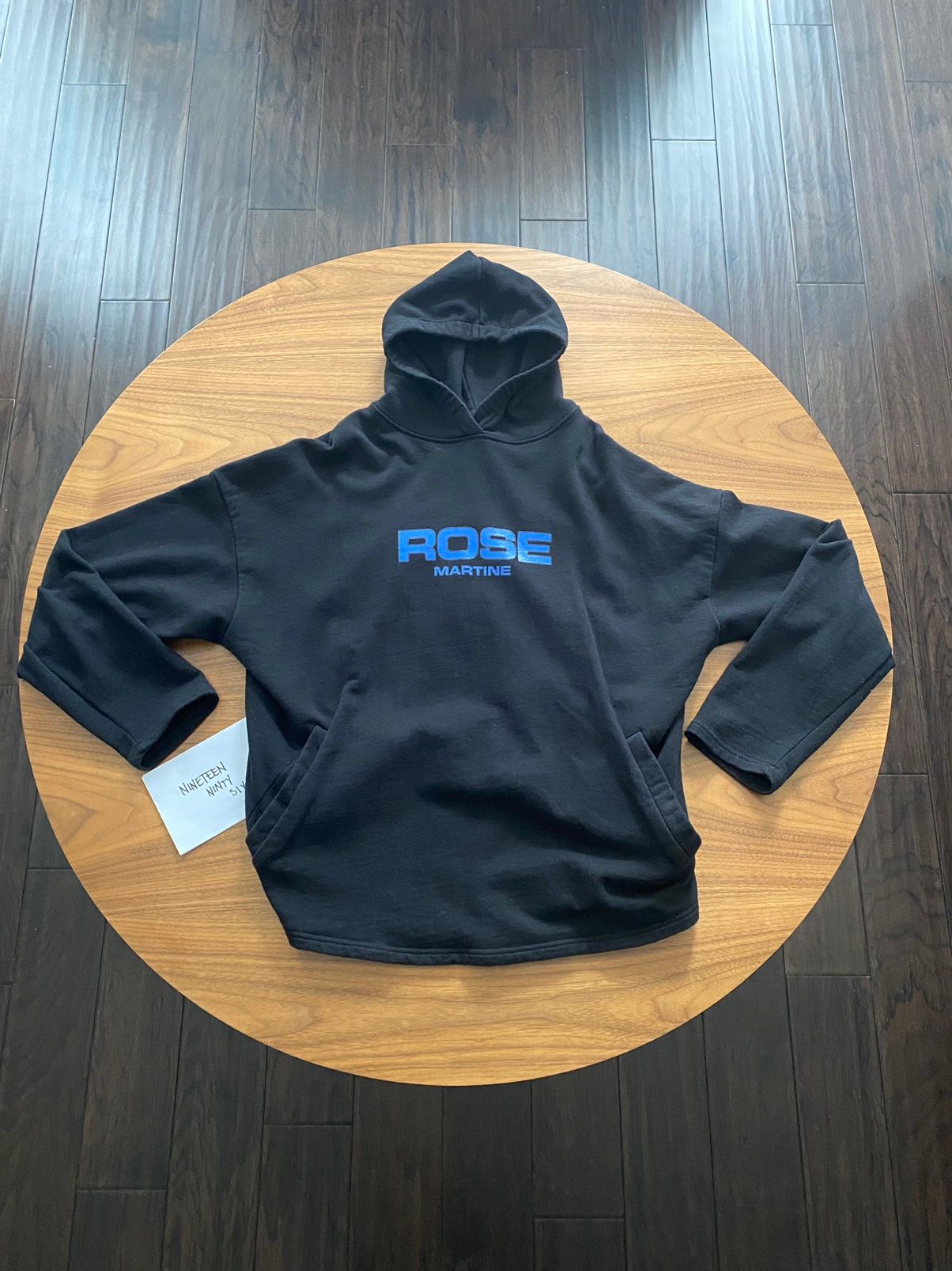 Pre-owned Martine Rose Cropped Slouch Logo Hoodie In Black