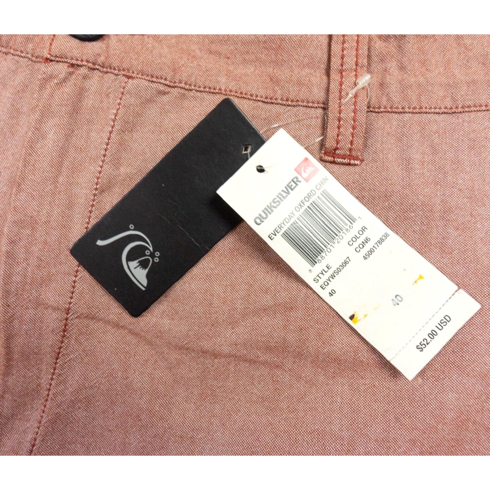 Quiksilver Quiksilver Mens Shorts Chino 9" Inseam Flat Front 40 Red 5-Pocket Regular Fit N/A Mens Size US 40 / EU 56 - 3 Thumbnail