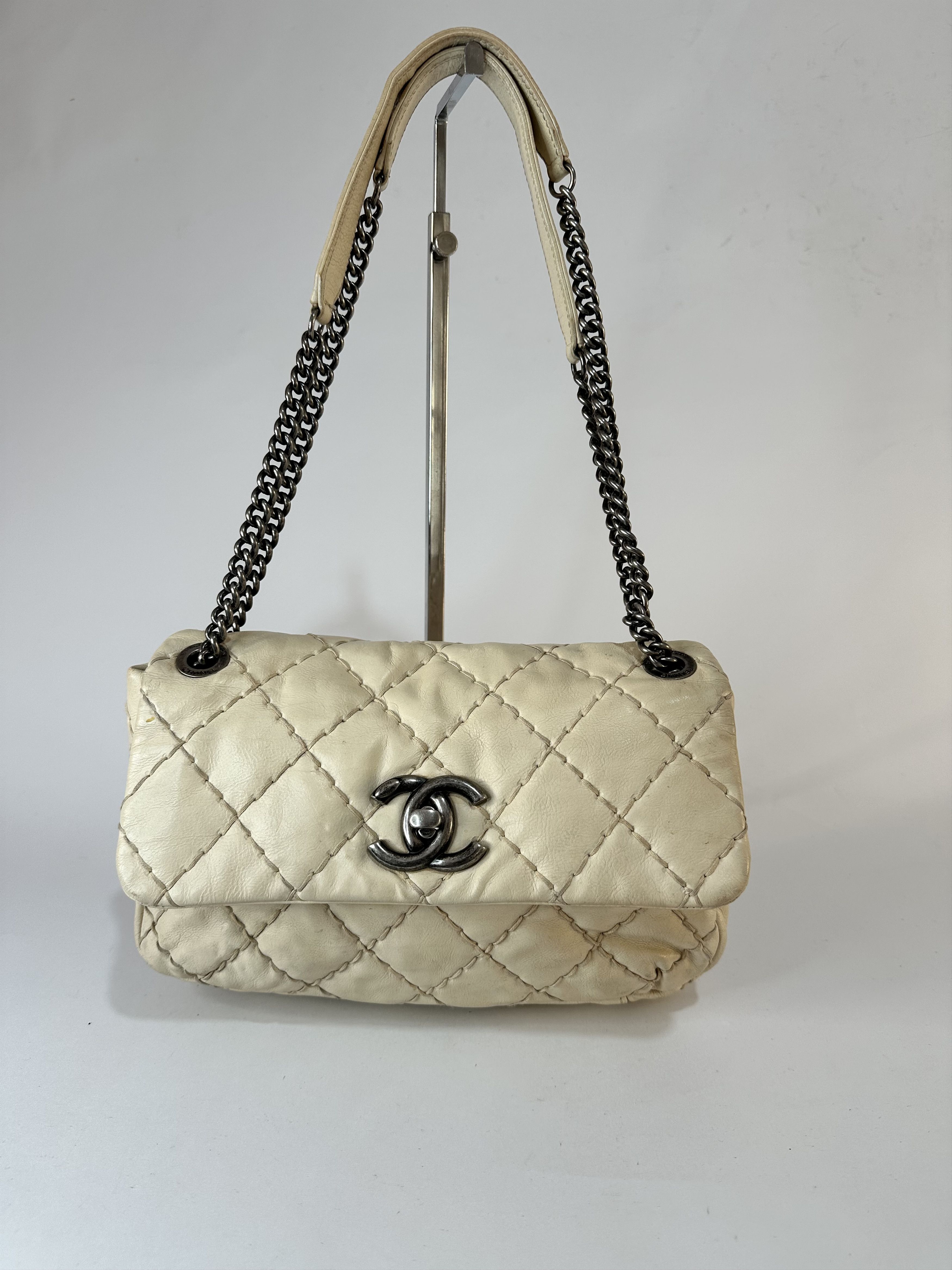 CHANEL Calfskin Love Me Tender Flap Bag White