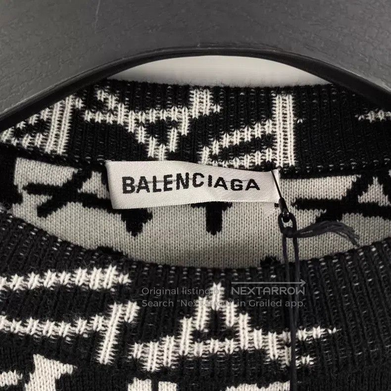 Balenciaga Balenciaga Black and white barrage lettering knitted sweat Size US L / EU 52-54 / 3 - 3 Thumbnail