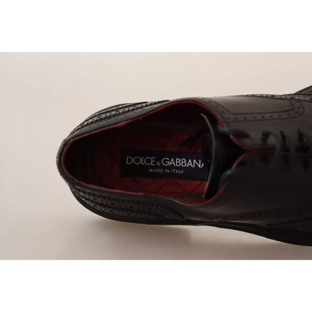 Dolce & Gabbana Dolce & Gabbana Black Perforated Leather Lace Up Derby Shoes Size US 7 / EU 40 - 7 Thumbnail