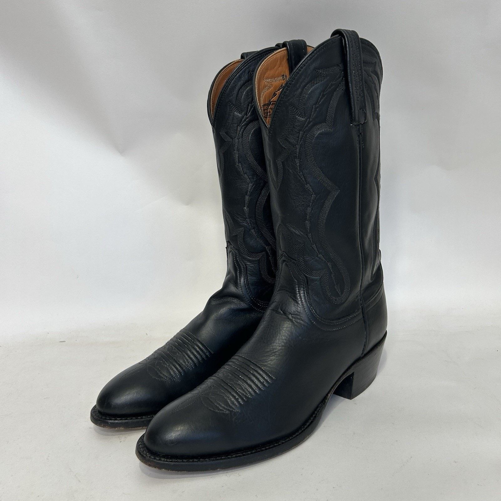 Lucchese Vintage Lucchese 2000 Genuine Elk Cowboy Boots “Black” Size US 8.5 / EU 41-42 - 3 Thumbnail