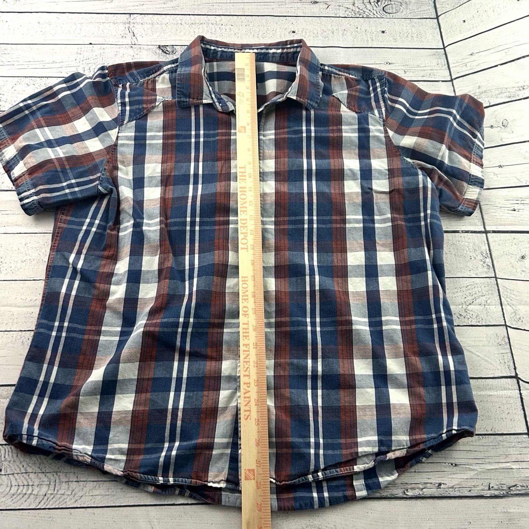 Harley Davidson Harley-Davidson Short Sleeve Plaid Button-Up Shirt Men 2XL Red Blue Size US XXL / EU 58 / 5 - 3 Thumbnail