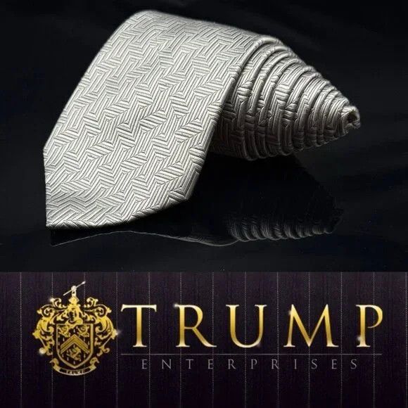 Donald Trump Donald J Trump Signature Collection Silver Power Tie 100% S Size ONE SIZE - 1 Thumbnail