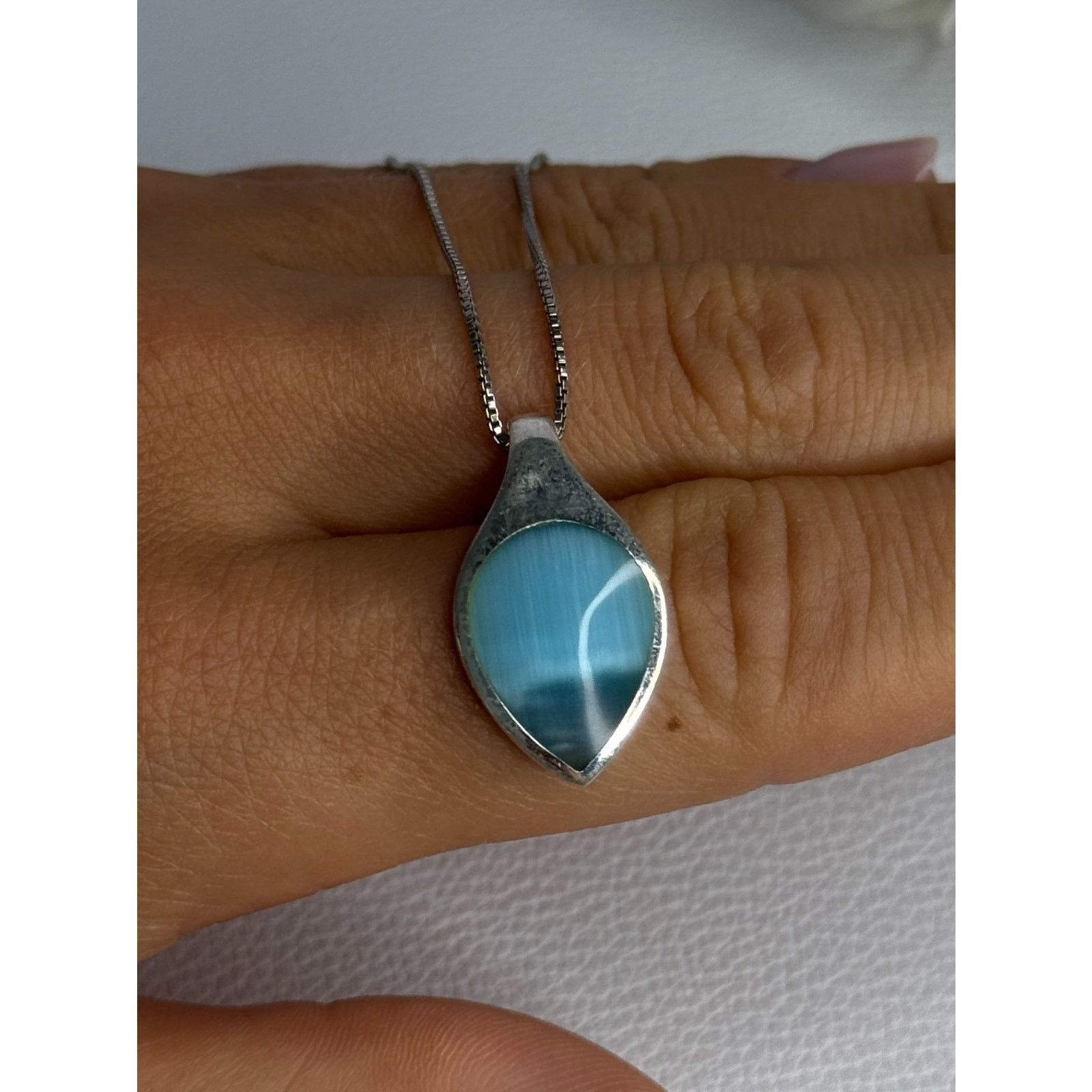 Jewelry 925 STERLING SILVER LARIMAR NECKLACE LENGTH 18 INCH Size ONE SIZE - 6 Thumbnail