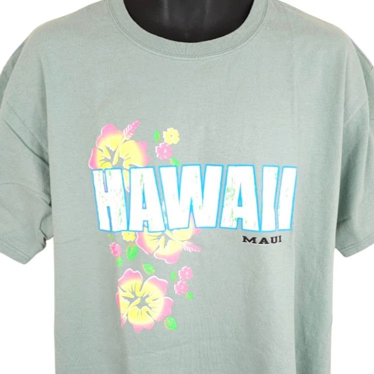 Anvil VINTAGE Maui Hawaii T Shirt Mens XL Green Y2K Hawaiian Destination Travel Anvil Shirt Size US XL / EU 56 / 4 - 2 Thumbnail