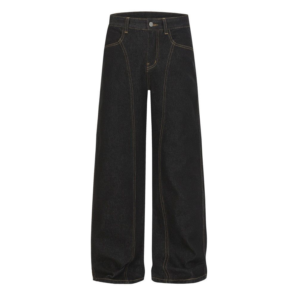 Jean Men's high-street patchwork loose casual straight leg jeans Size US 32 / EU 48 - 1 Thumbnail