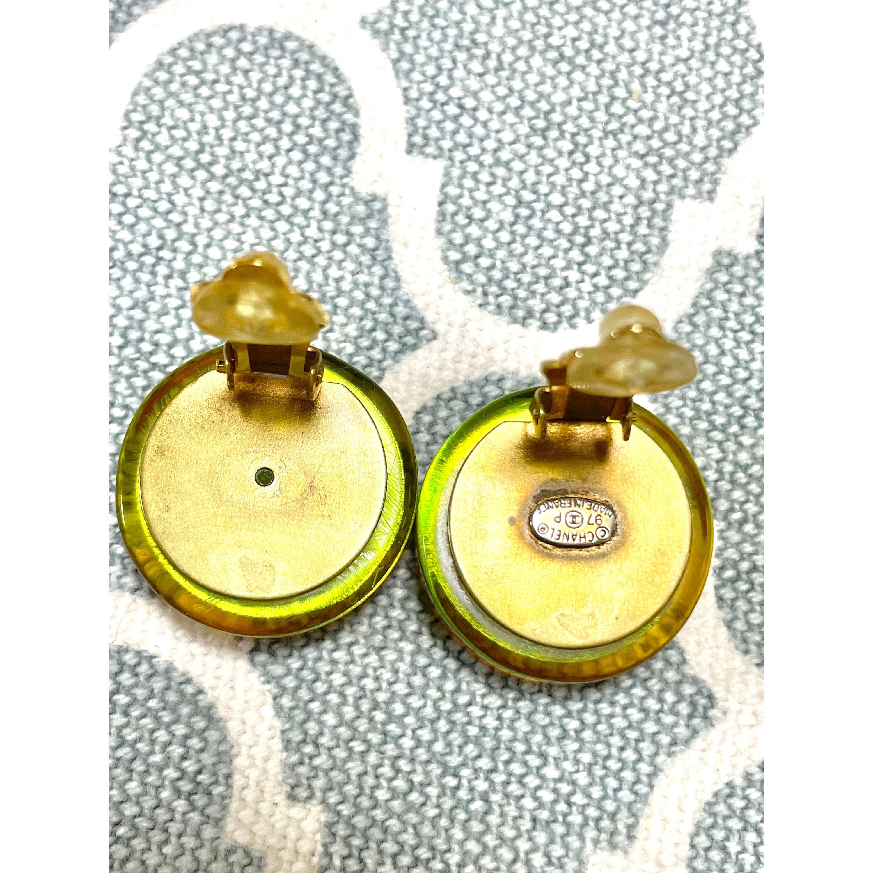 Chanel Vintage CHANEL yellow orange tone aurora resin earrings Size ONE SIZE - 8 Thumbnail