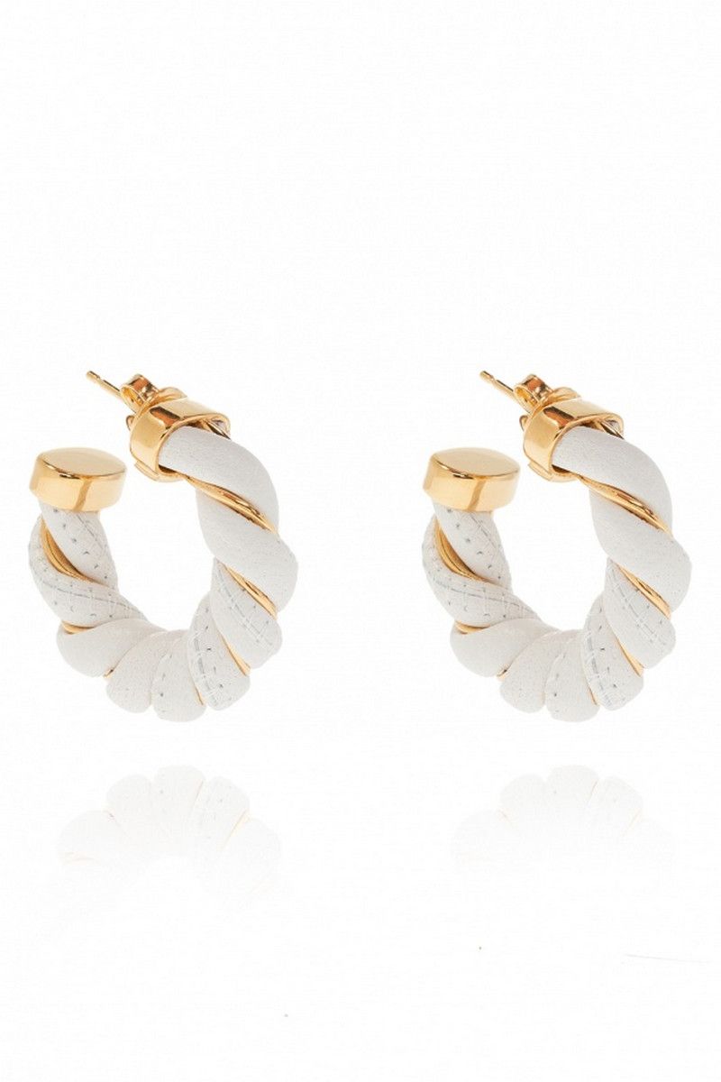 Bottega Veneta BOTTEGA VENETA Twist circle white leather silver earrings q Size ONE SIZE - 1 Thumbnail