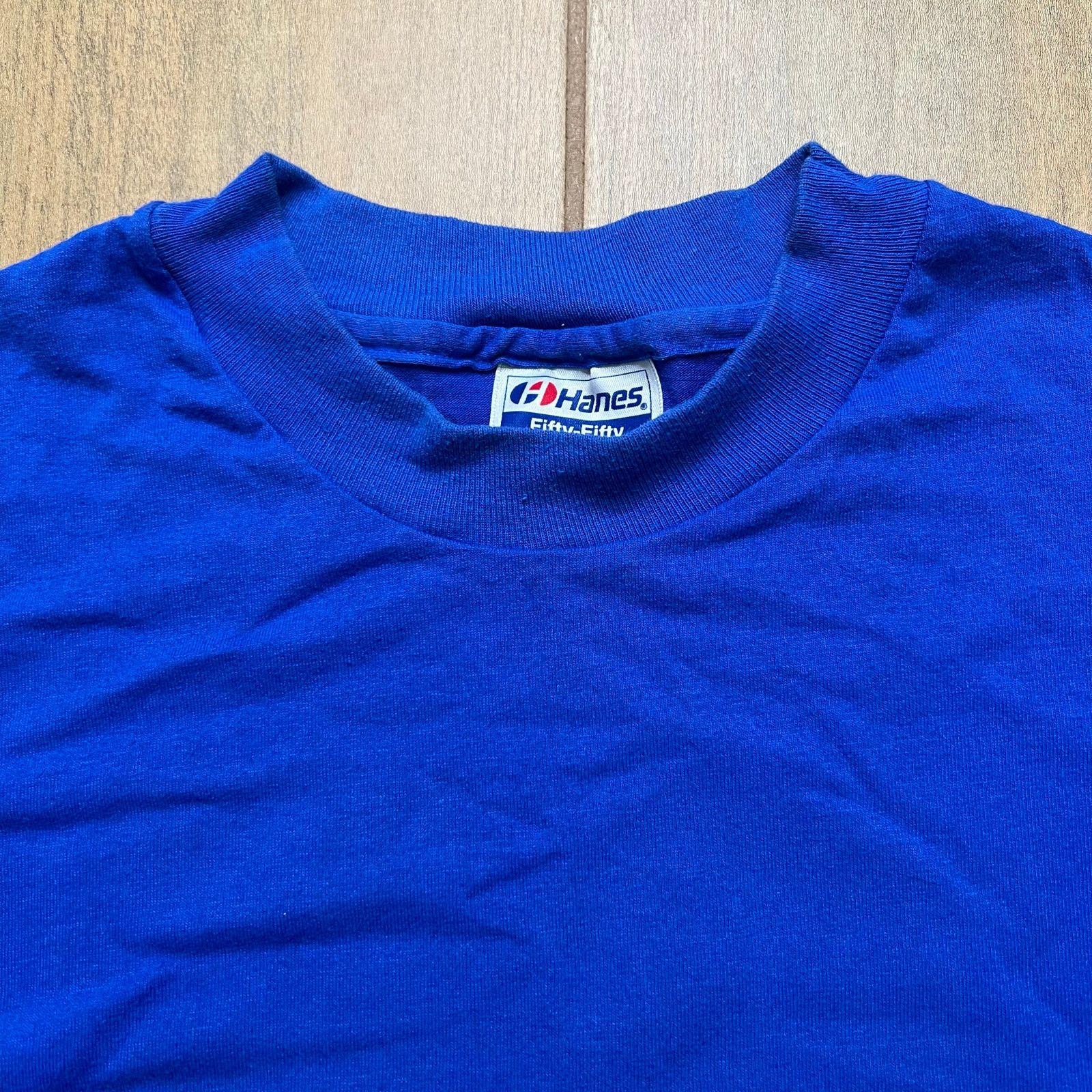 Hanes Vintage 90s Hanes Blank T Shirt Blue XL 90s USA 25 Back Size US XL / EU 56 / 4 - 4 Thumbnail