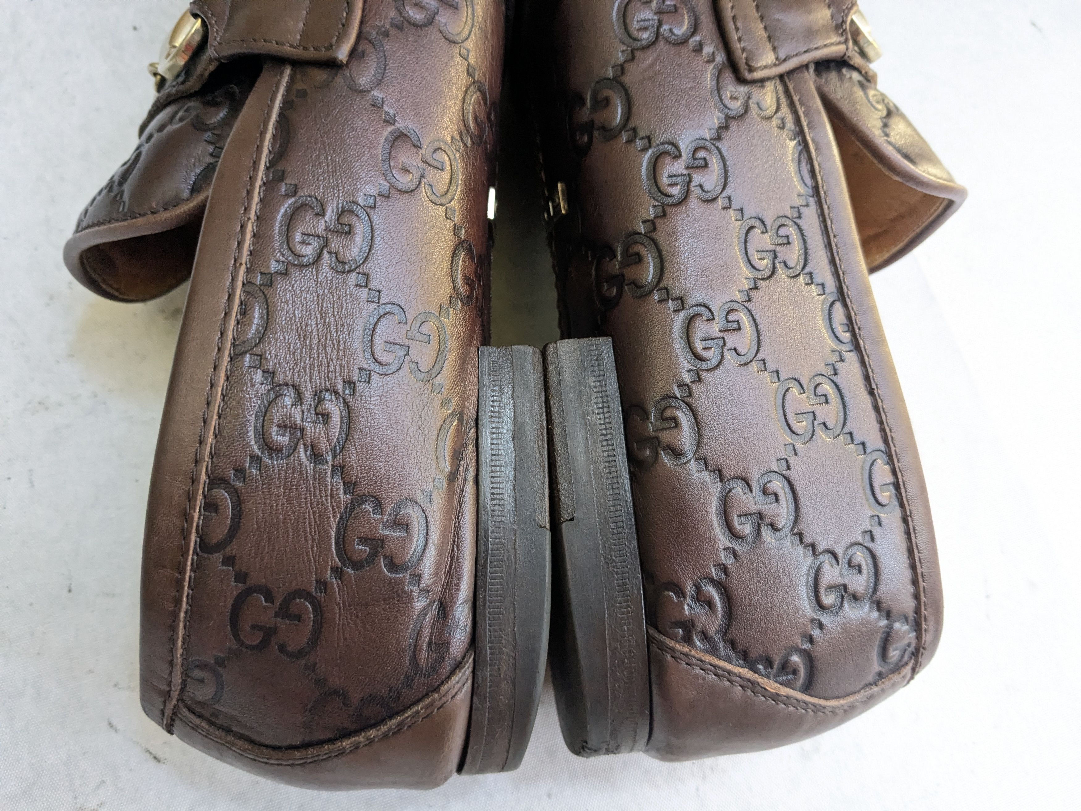 Gucci Gucci Horsebit Loafers Brown Monogram Leather 11 GG Logo Size US 11 / EU 44 - 10 Thumbnail