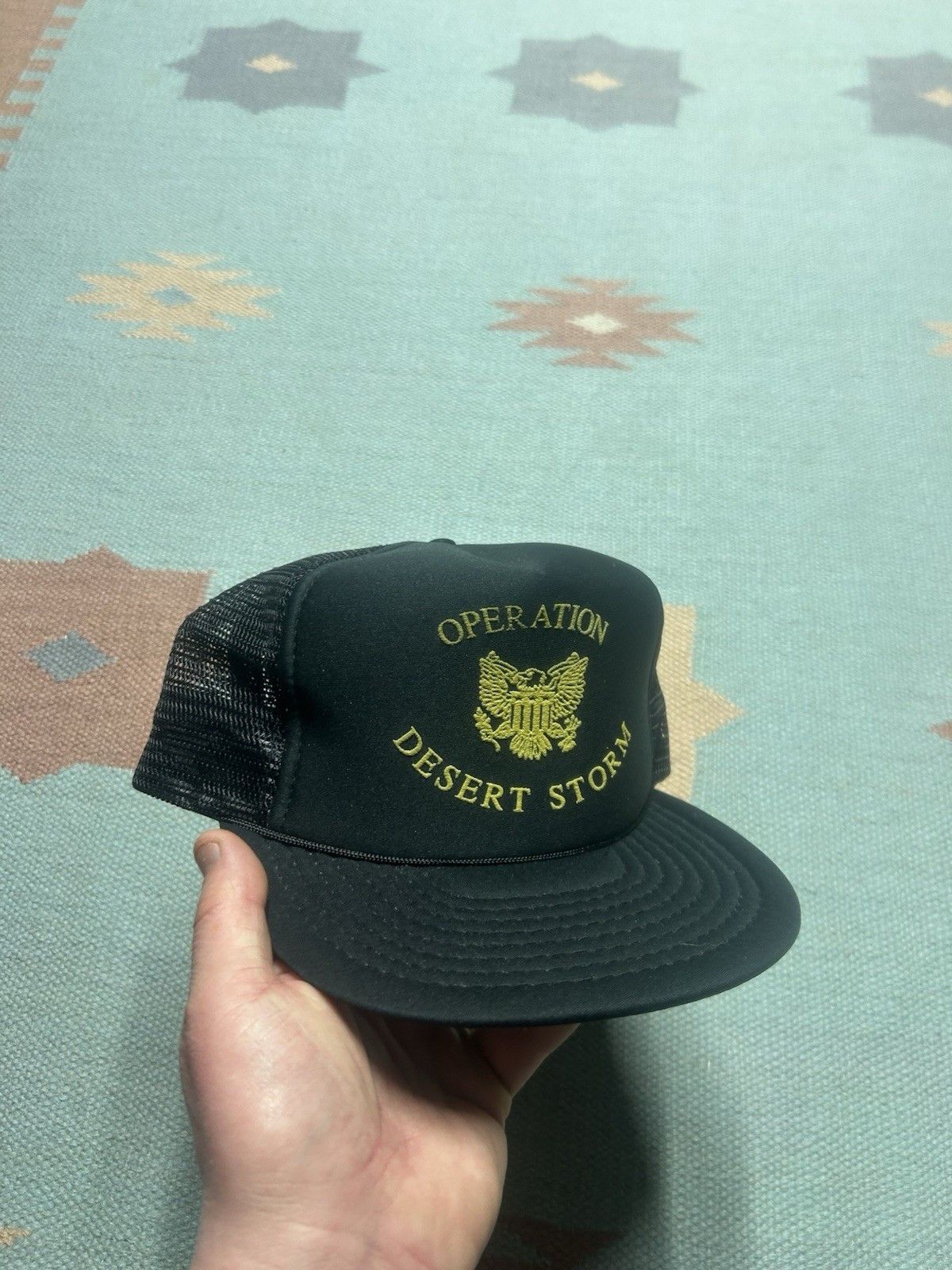 Vintage Vtg trucker hat mesh operation desert storm black snapback Size ONE SIZE - 1 Thumbnail