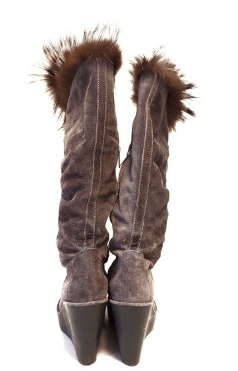 Dior Dior suede fox fur wedge boots Size US 7 / IT 37 - 3 Thumbnail