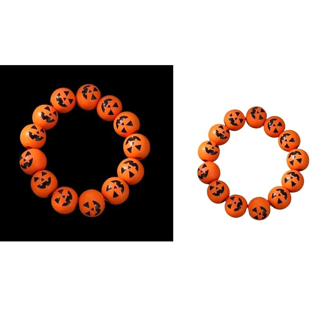 Handmade Jack O Lantern Halloween Stretch Bracelet New Wooden Beads O Size ONE SIZE - 12 Thumbnail