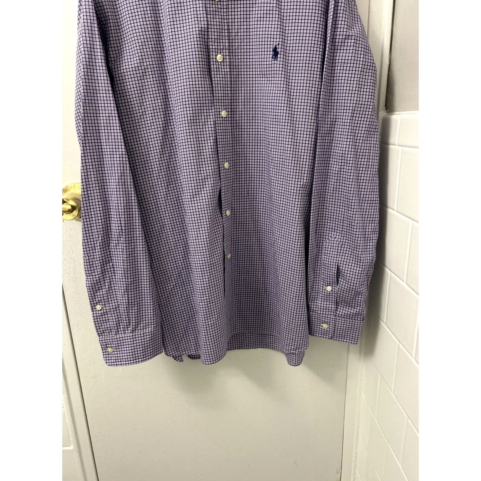 Ralph Lauren Ralph Lauren Shirt Mens 16 Purple White Plaid Button-Up Long Sleeve Polo Pony Button-Down Collar Clothing Apparel Shirts Mens Size US L / EU 52-54 / 3 - 3 Thumbnail