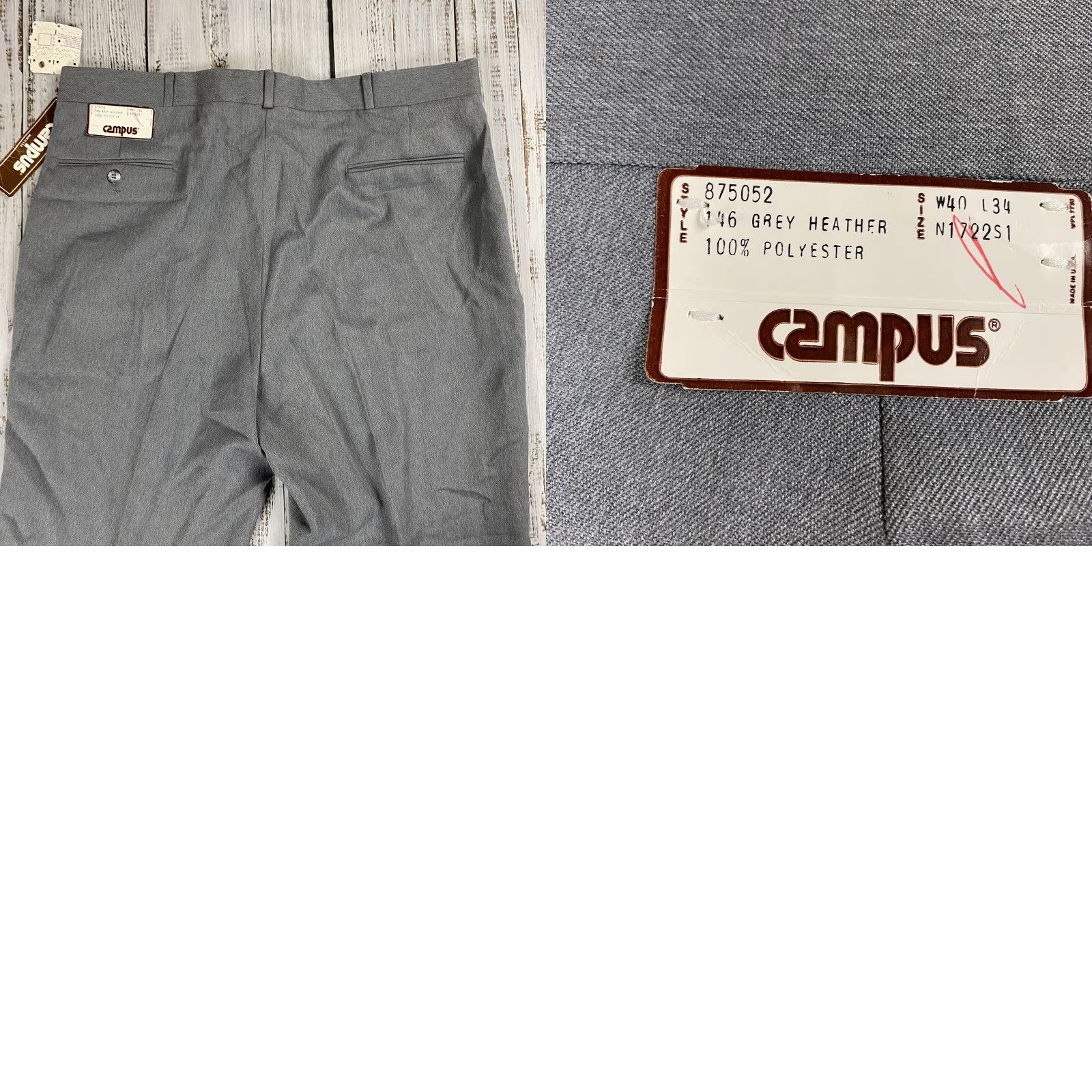 Vintage VINTAGE Campus Dress Pants Gray Heather Polyester Made in USA 40x34 Mens Pants Size US 40 / EU 56 - 8 Thumbnail