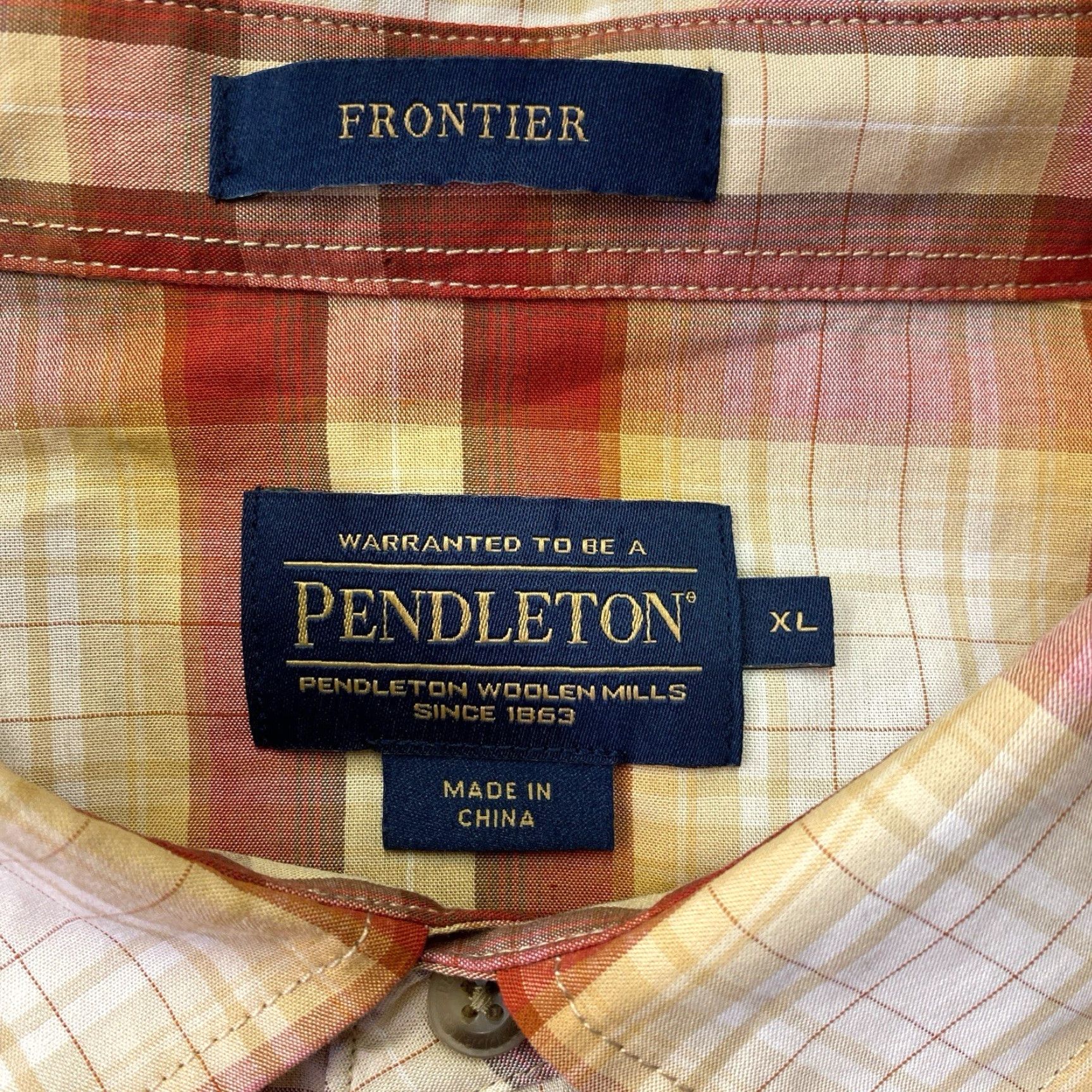 Pendleton Pendleton Pearl Snap Frontier Western Shirt Men’s XL Red Plaid, Button-Up, Long Sleeve, Pearl Snaps, Casual, Regular Fit, Cotton Size US XL / EU 56 / 4 - 3 Thumbnail