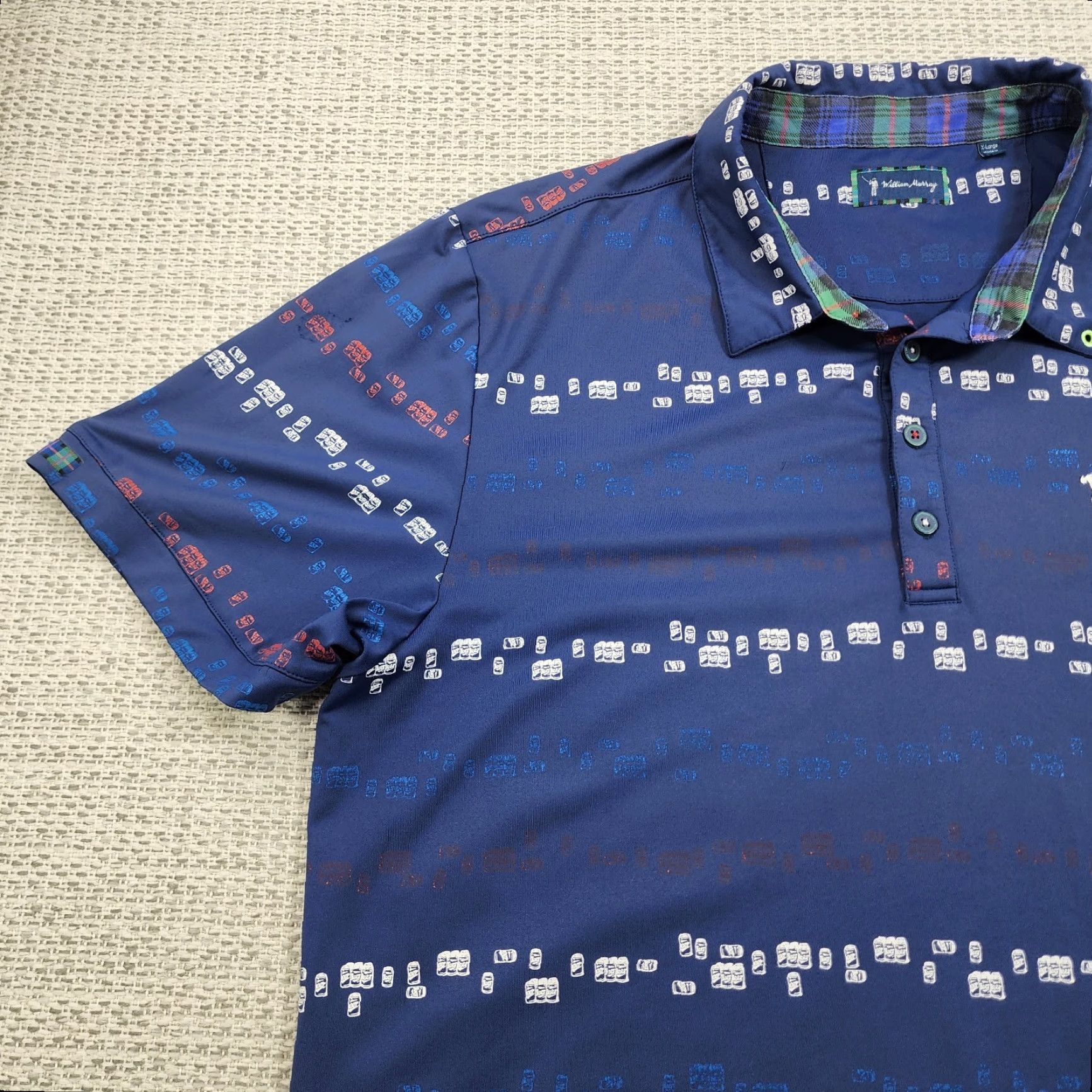 Vintage William Murray Polo Shirt Mens XL Golf Cocktails Food Print Performance Size US XL / EU 56 / 4 - 4 Thumbnail
