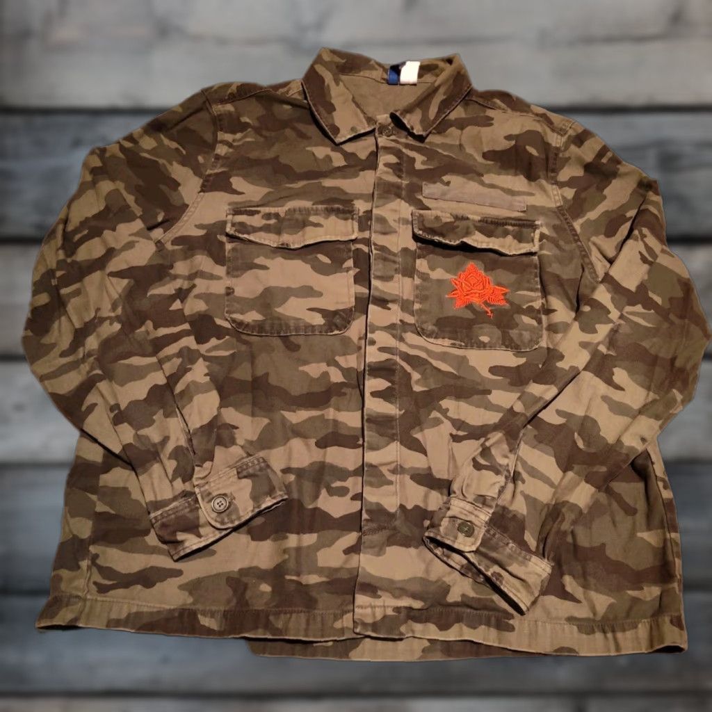 H&M VINTAGE H&M Divided Women's Camouflage Jacket Large Spring Fall Winter Green Orange Casual NYC Size L / US 10 / IT 46 - 1 Thumbnail