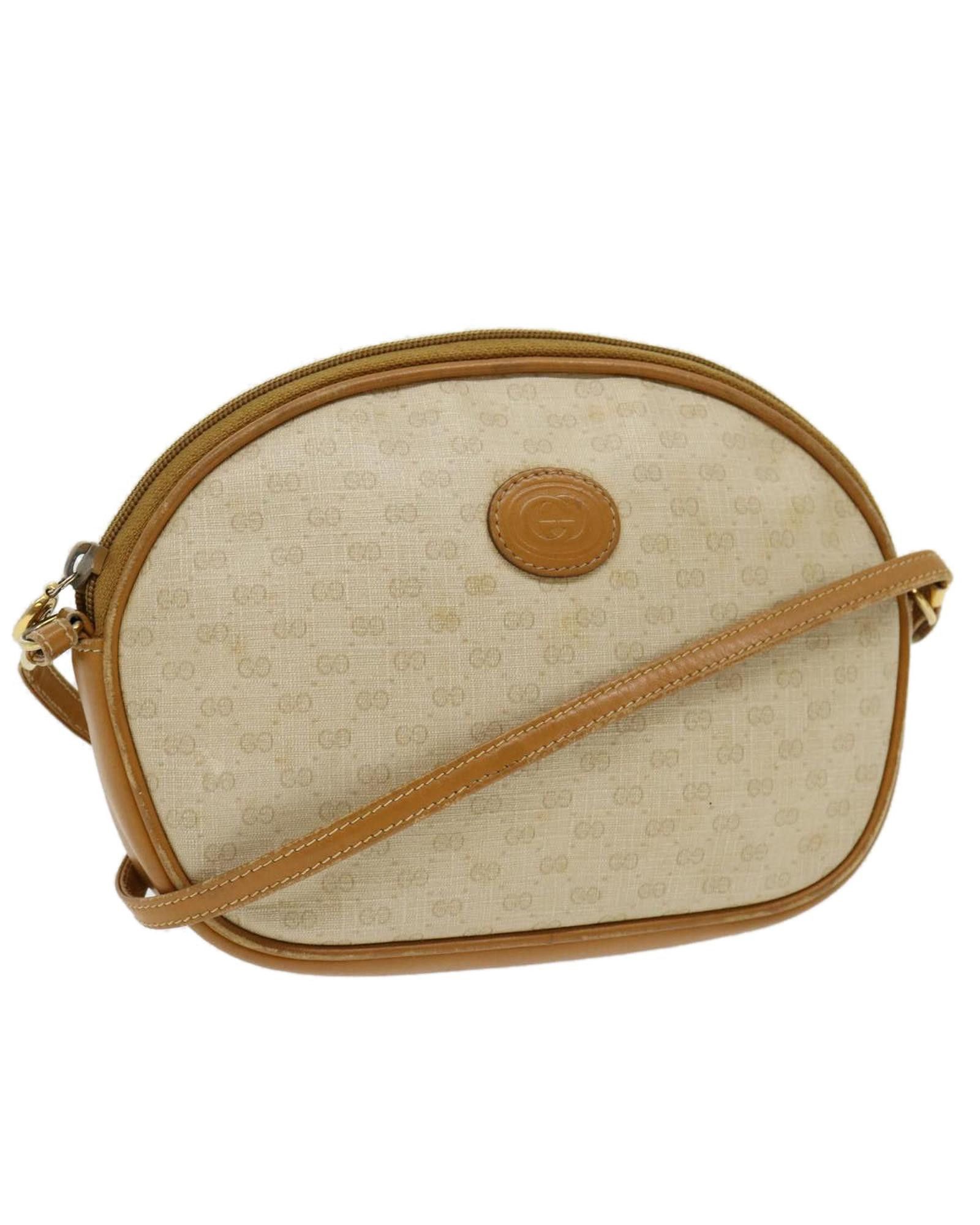 image of Gucci Micro GG Canvas Shoulder Bag In Beige/brown, Women's