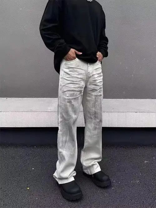 VIBE Dirty Washing Baggy Ripped Stacked Jean Size US 27 - 6 Thumbnail