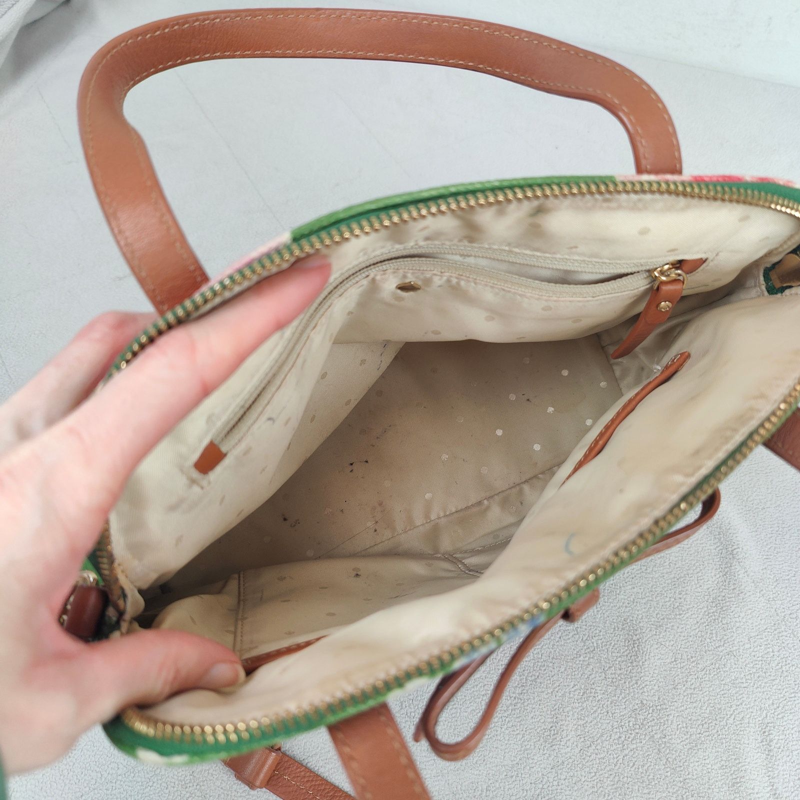 Kate Spade Kate Spade Floral Canvas Bag Green Top Handle Shoulder Strap Size ONE SIZE - 7 Thumbnail